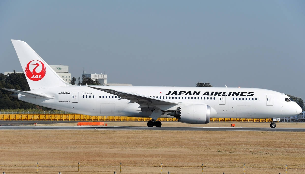 Japan Airlines Vliegtuig Aanloopbaan Muurpapier