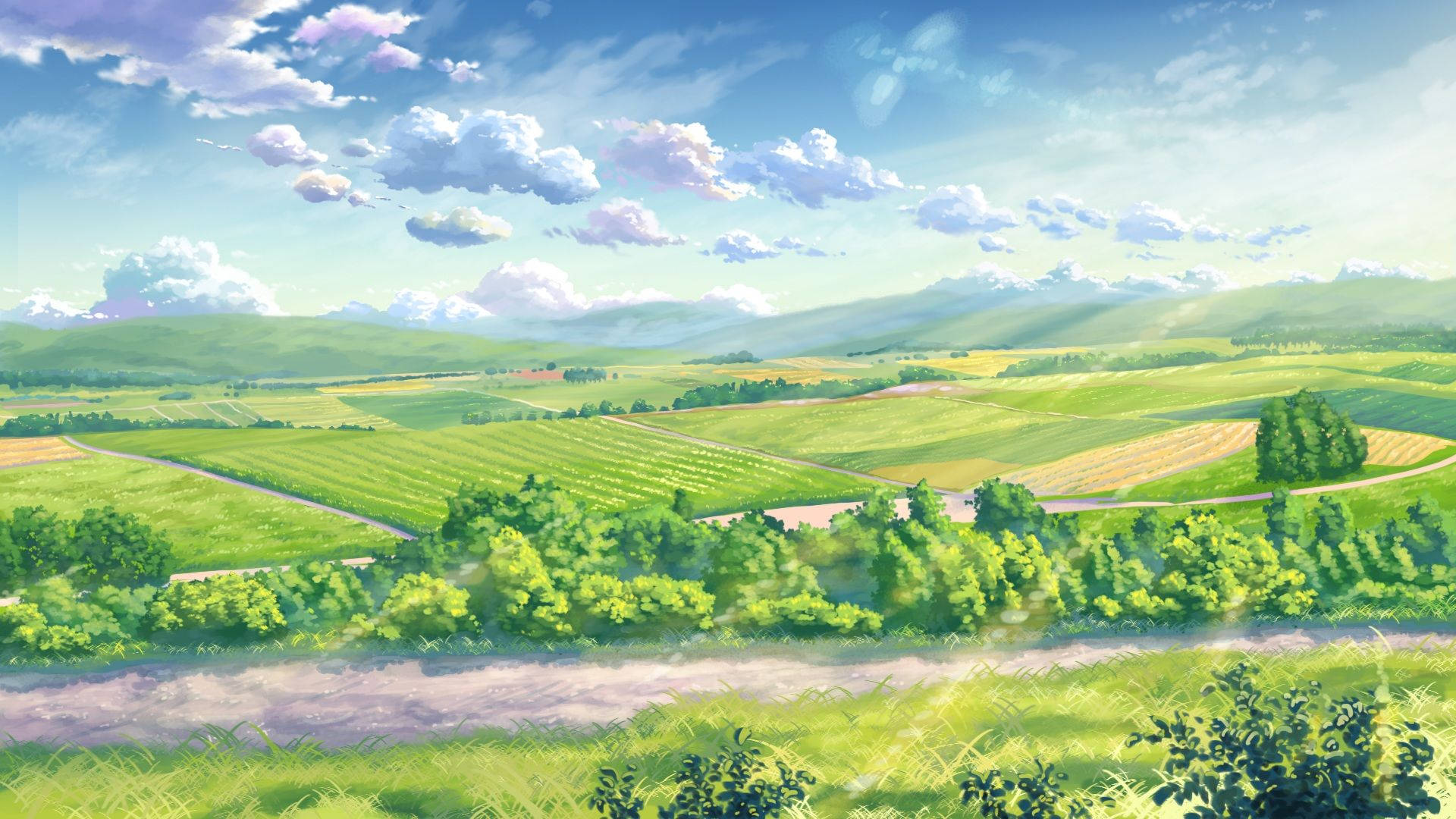 Japan Plaas Anime Landskap Muurpapier