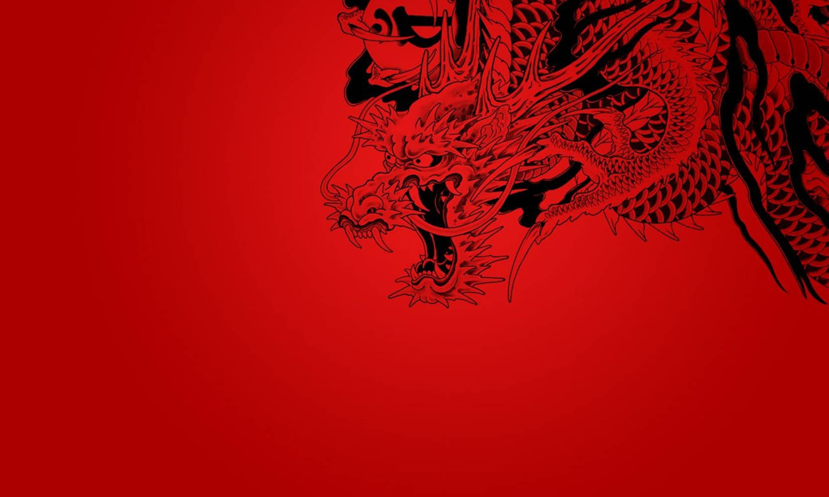 Japanese Dragon Art Met Gestileerde Horings Muurpapier