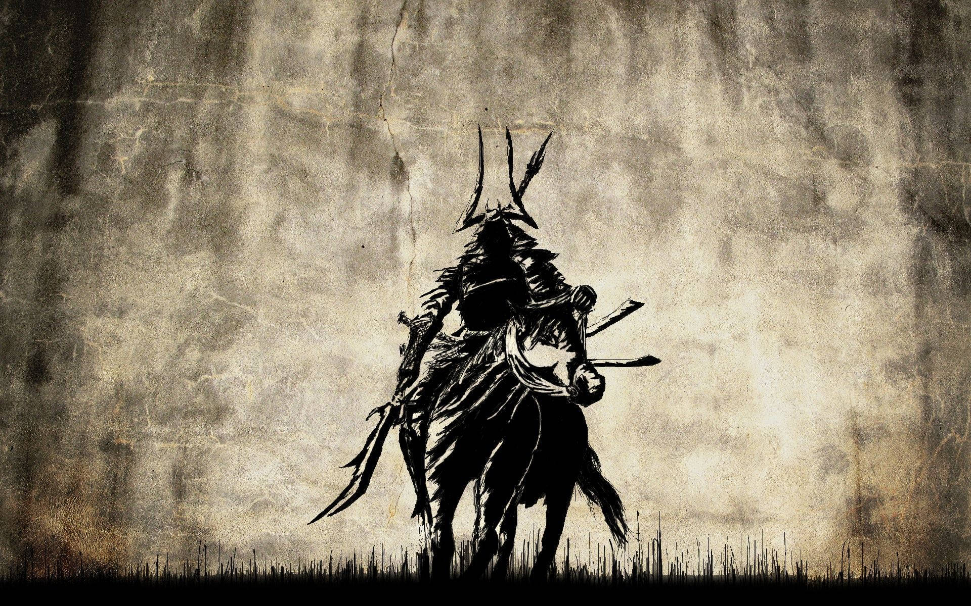 Japanese Samurai te perd Muurpapier