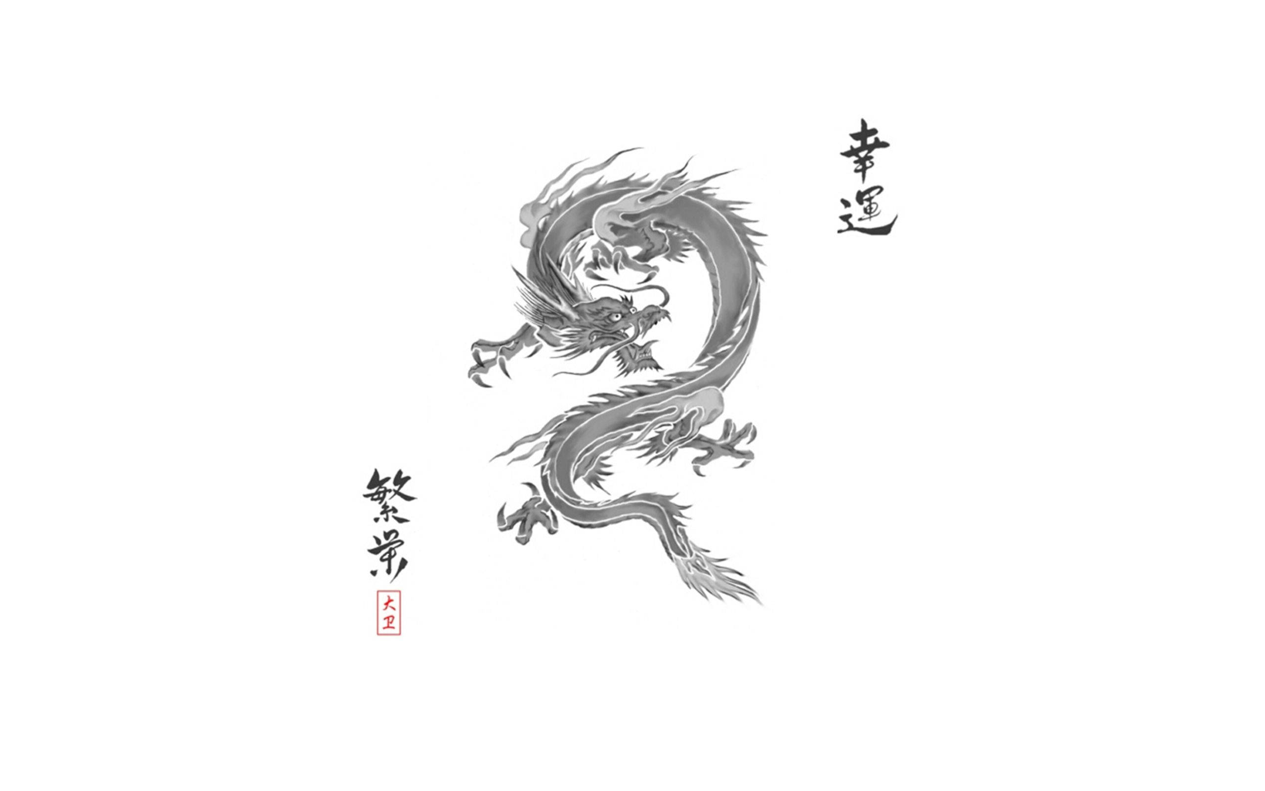 Japannese Draak Kuns Potlood Illustrasie Muurpapier