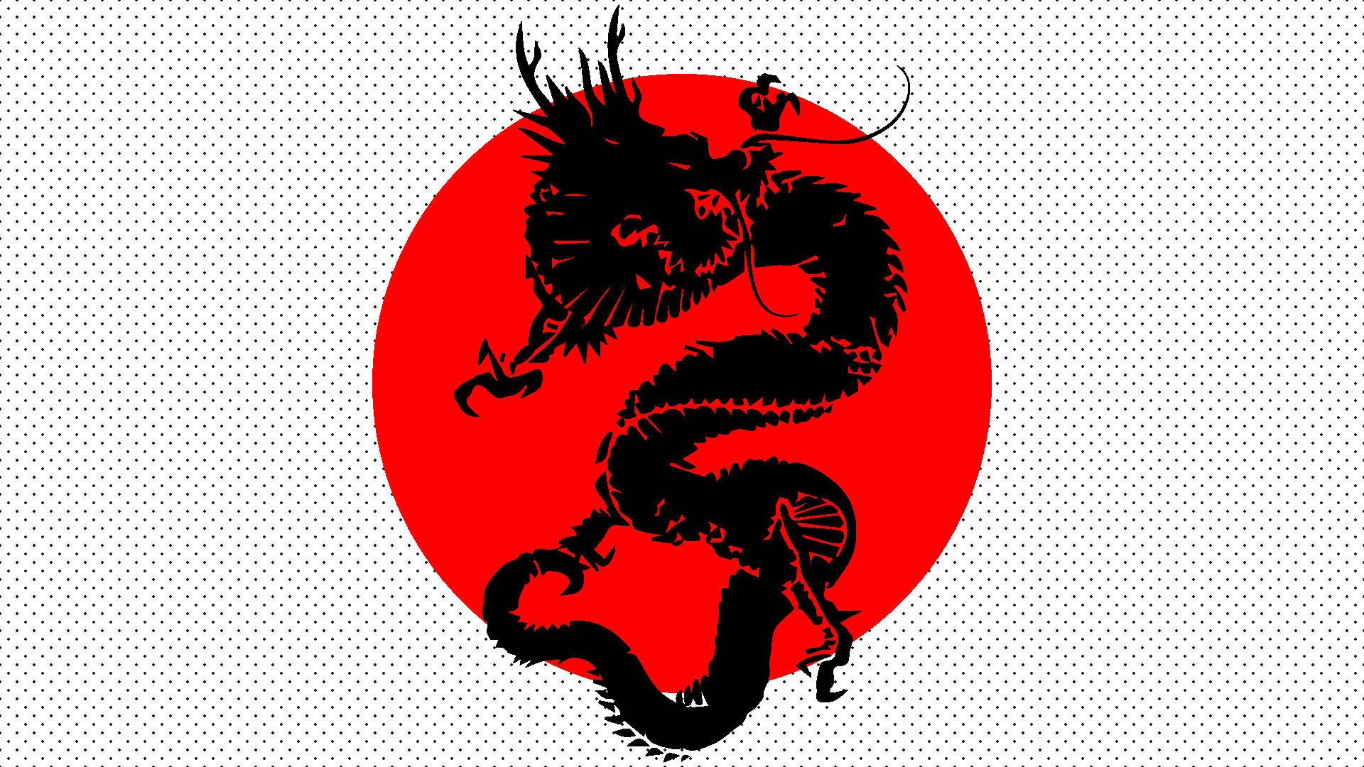 Japannese Draak Rekenaar Minimalistiese Swart Japannese Vlag Muurpapier