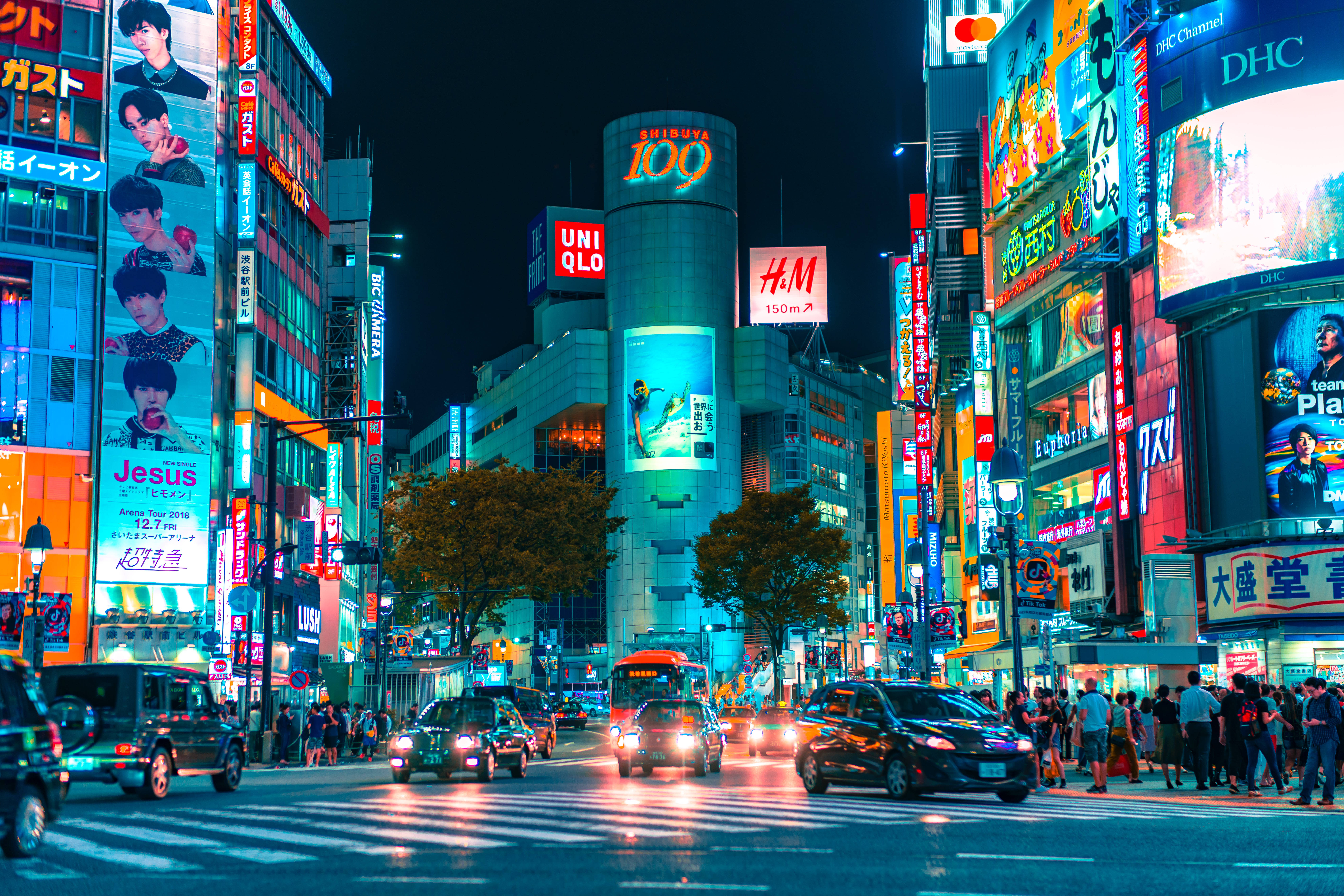 Japannese HD Shibuya109 Tokio Winkelsentrum Muurpapier