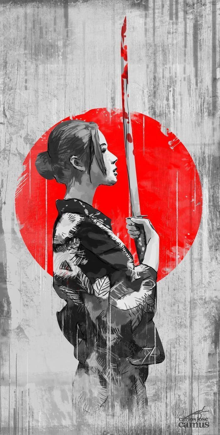 Japannese Samurai Yukata Muurpapier