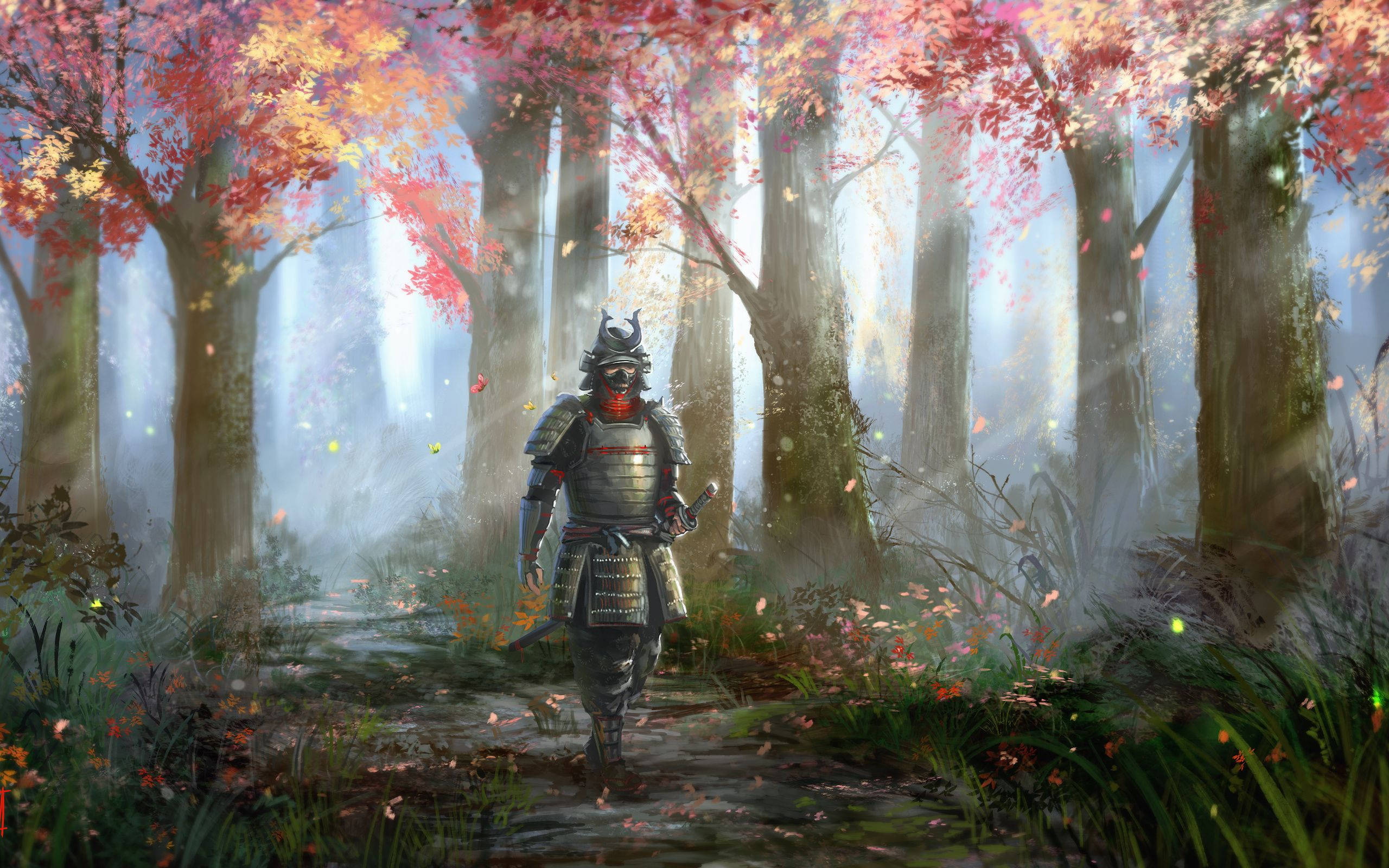 Japannese Samurai Rustige Stap Muurpapier