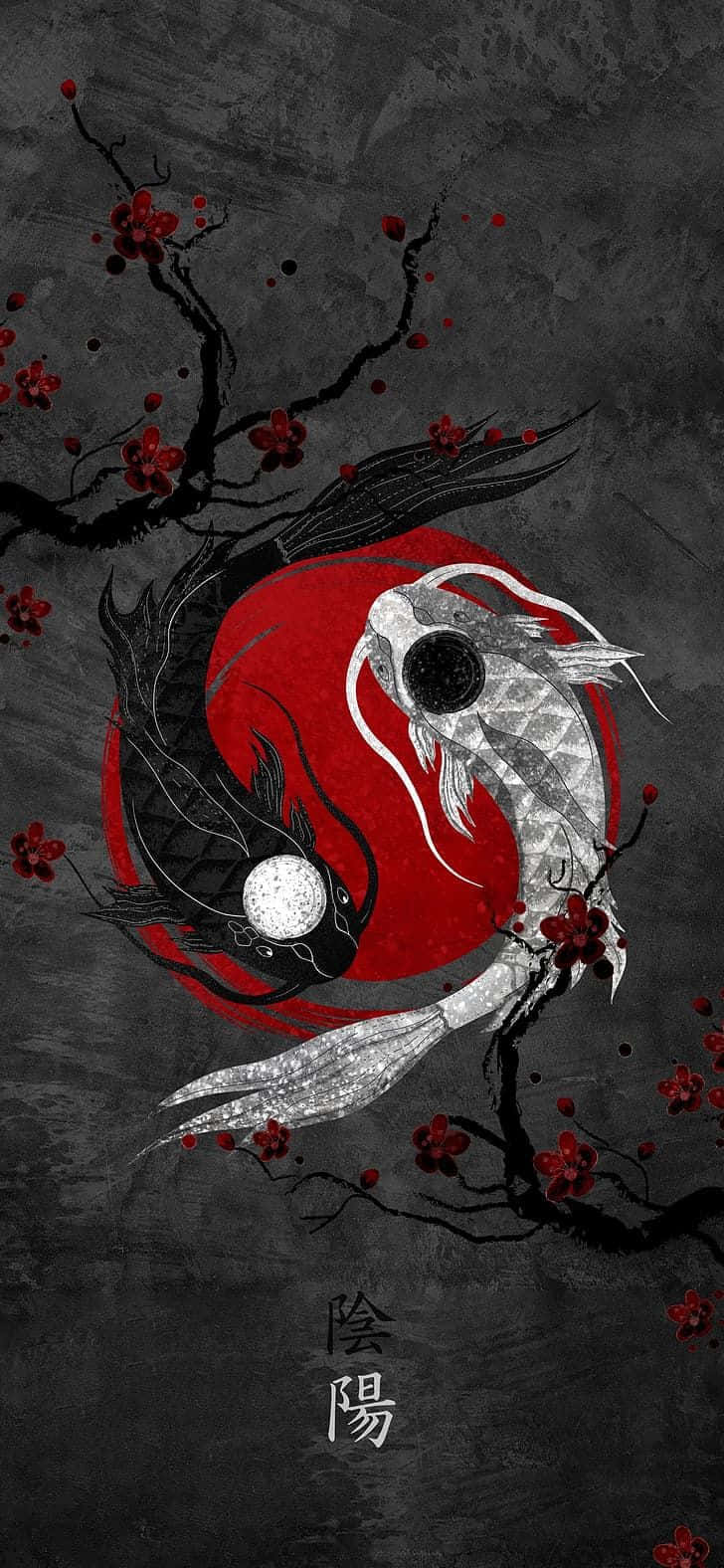 Japannese Yin Yang Baber 4K Kuns Muurpapier