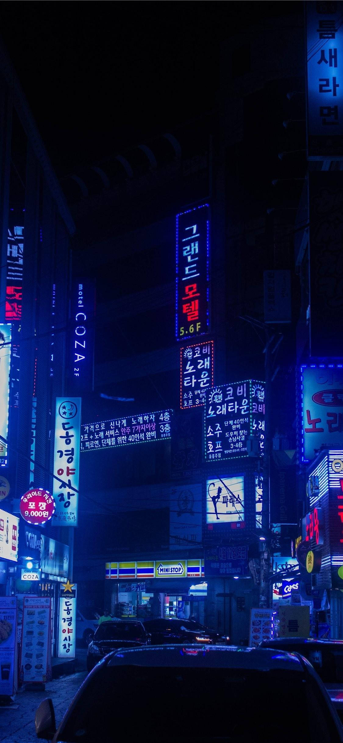 Japanse Estetiese iPhone Verskillende Neontekens Muurpapier