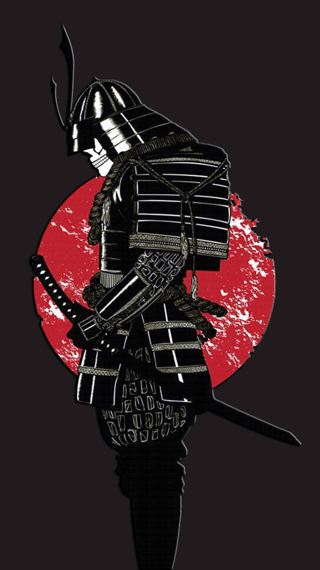 Japanse Samurai Skull Gesig Muurpapier