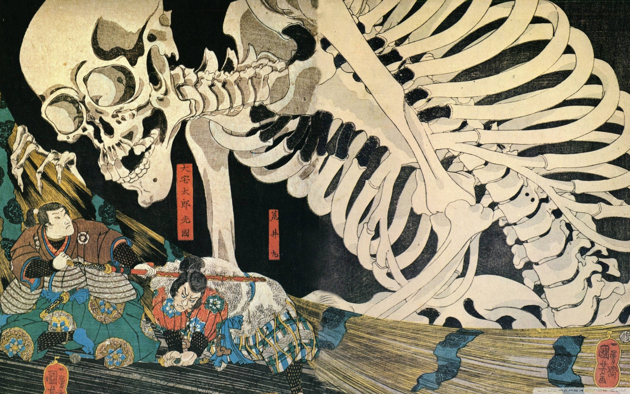 Japanse Samurai teen Skelet Muurpapier