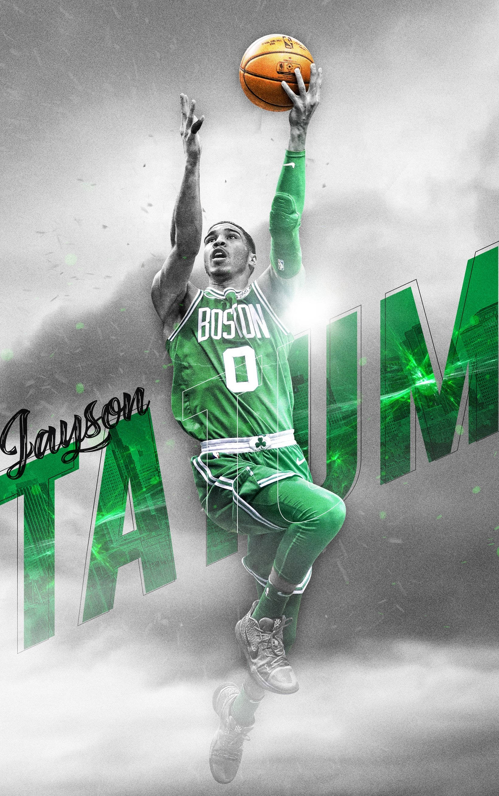 Jayson Tatum Stilistiese Boston-trui Muurpapier