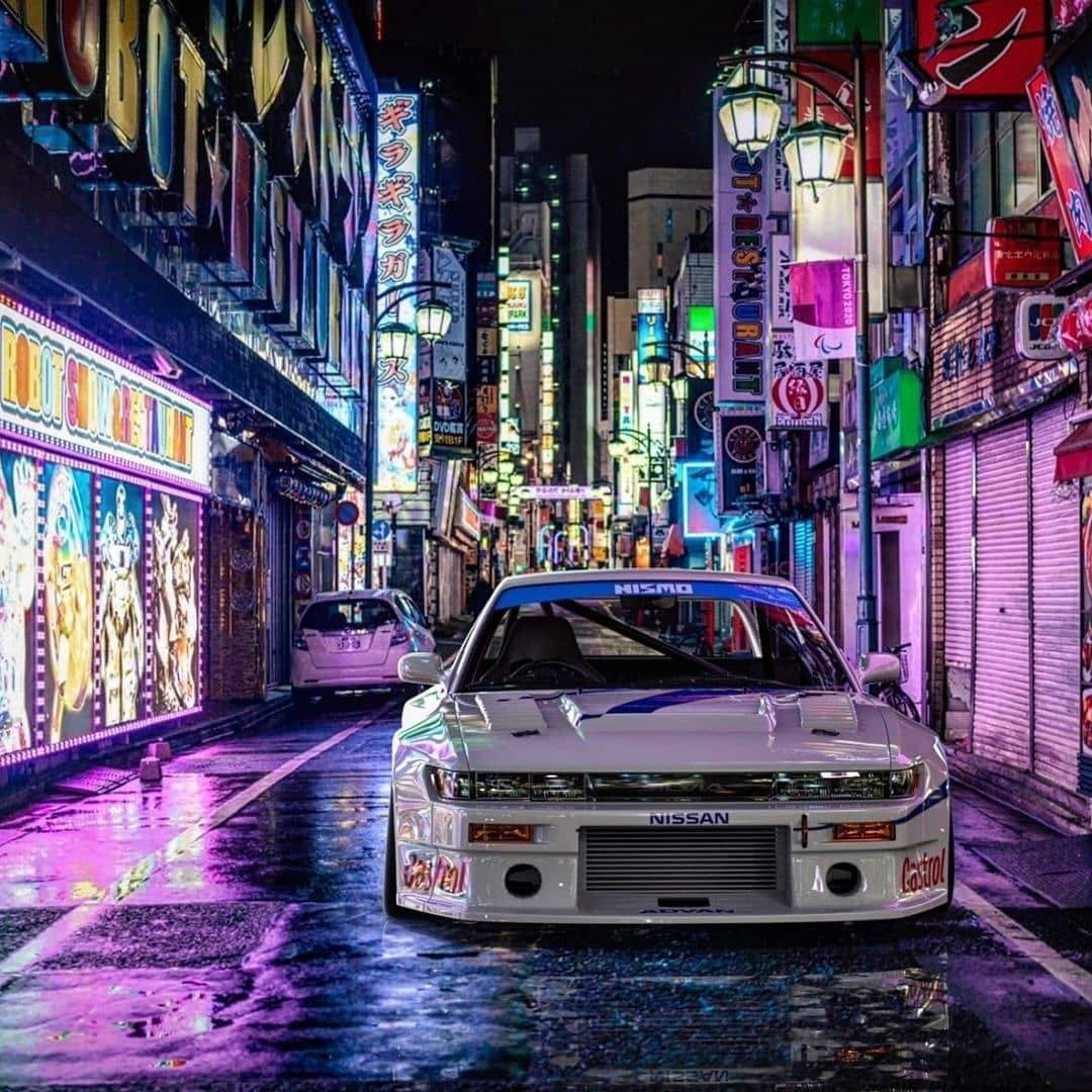 JDM-motors op Kleurvolle Systraat Muurpapier
