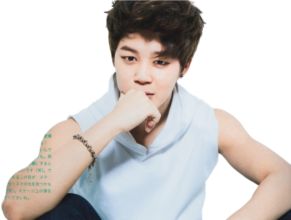 Jimin Denkende Houding Muurpapier