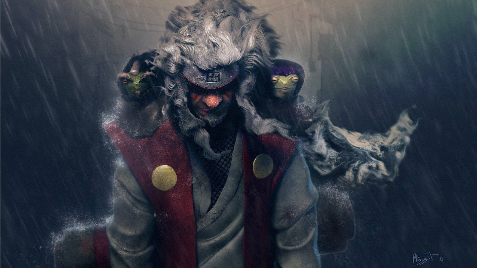 Donker Jiraiya cosplay Naruto Shippuden agtergrond. — Koel naruto GIF Muurpapier