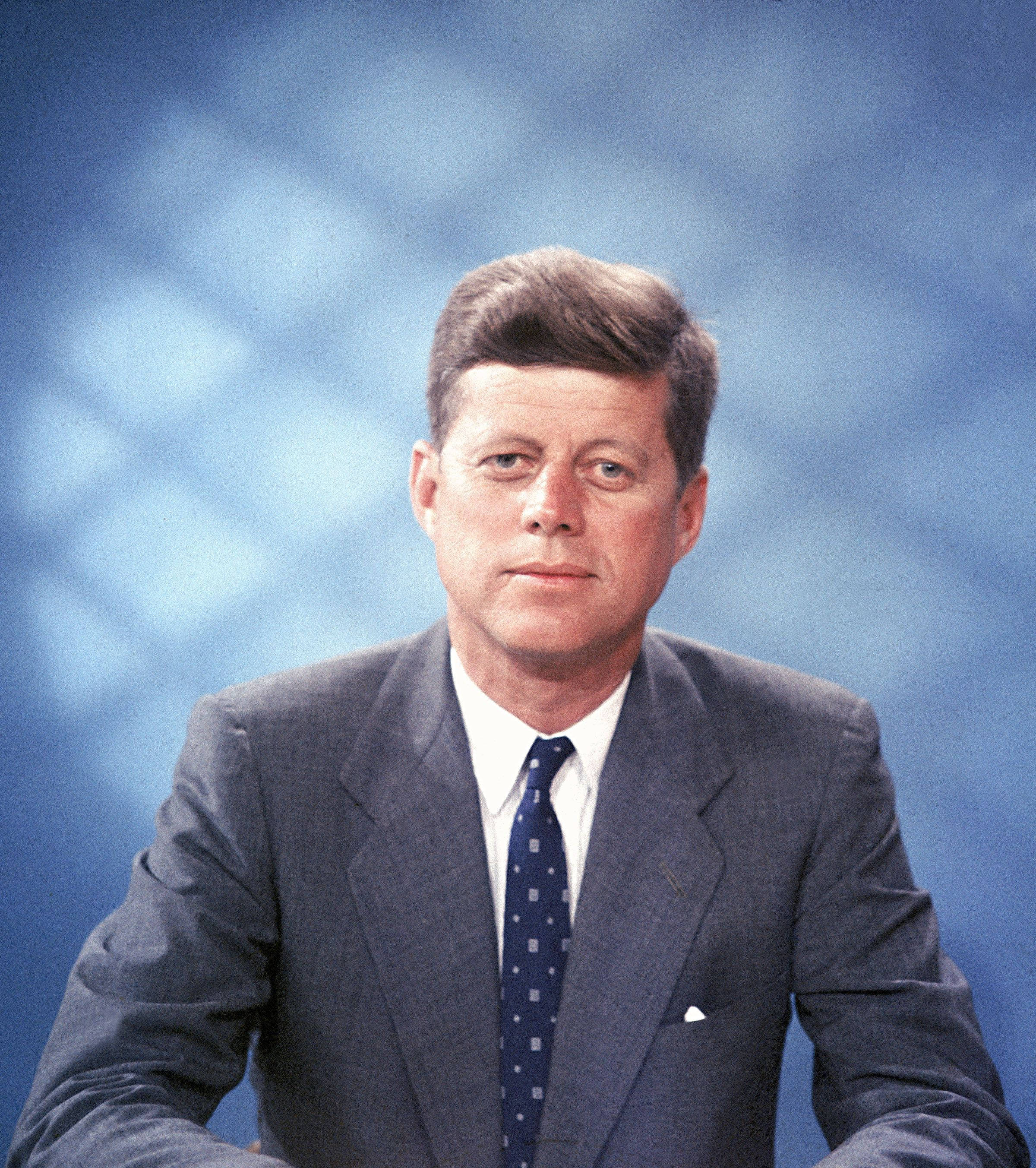 John F. Kennedy Blou Agtergrond Muurpapier