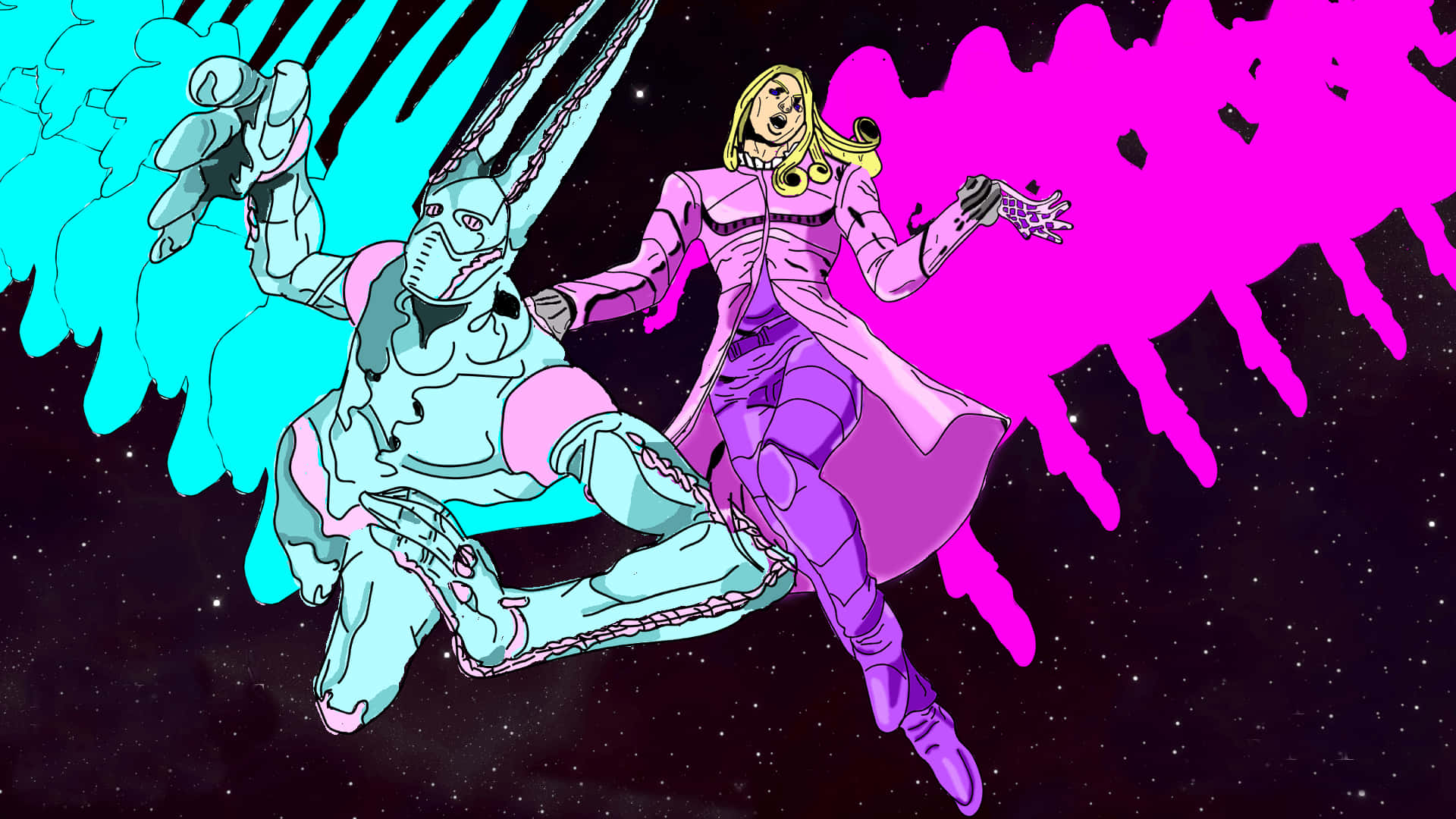 JoJo's Bizarre Adventure Manga Funny Valentine en D4C Muurpapier