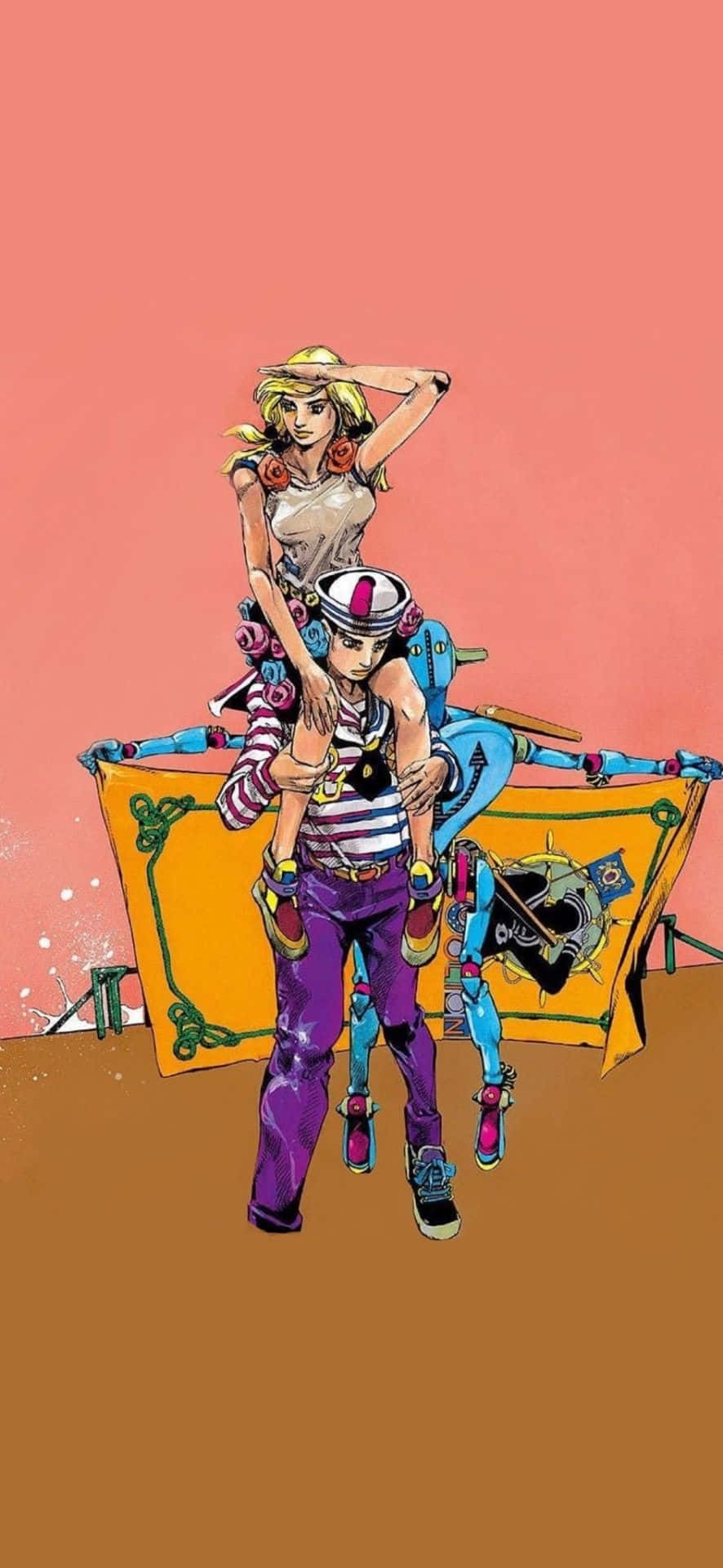 Jojos Bizarre Adventure iPhone Josuke En Yasuho Muurpapier