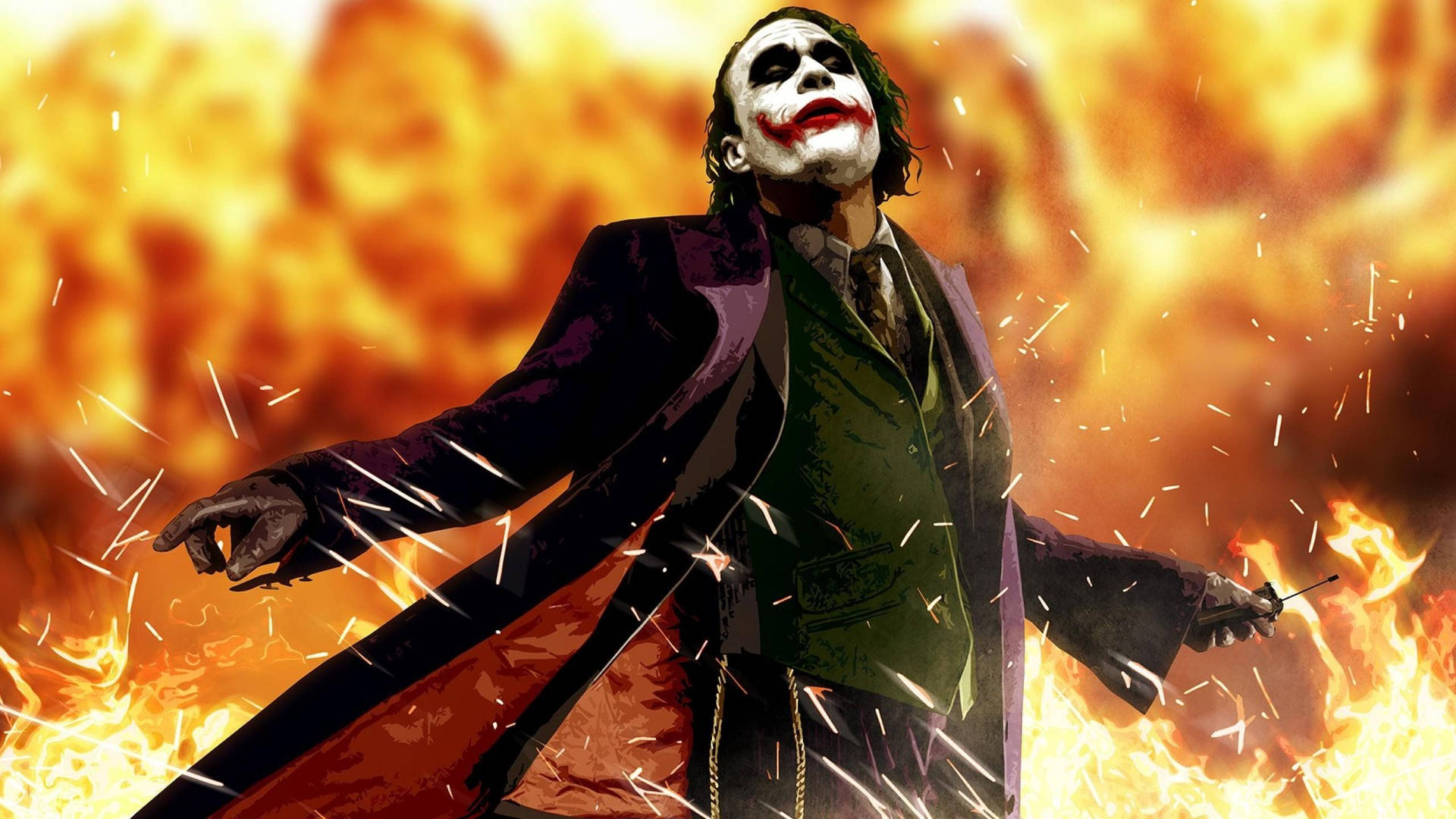 Joker aan die Brand Agtergrond