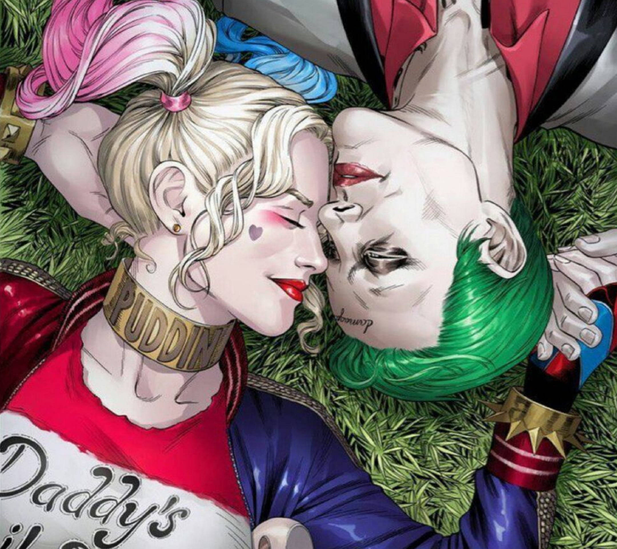 Joker en Harley Quinn Onderstebo Muurpapier