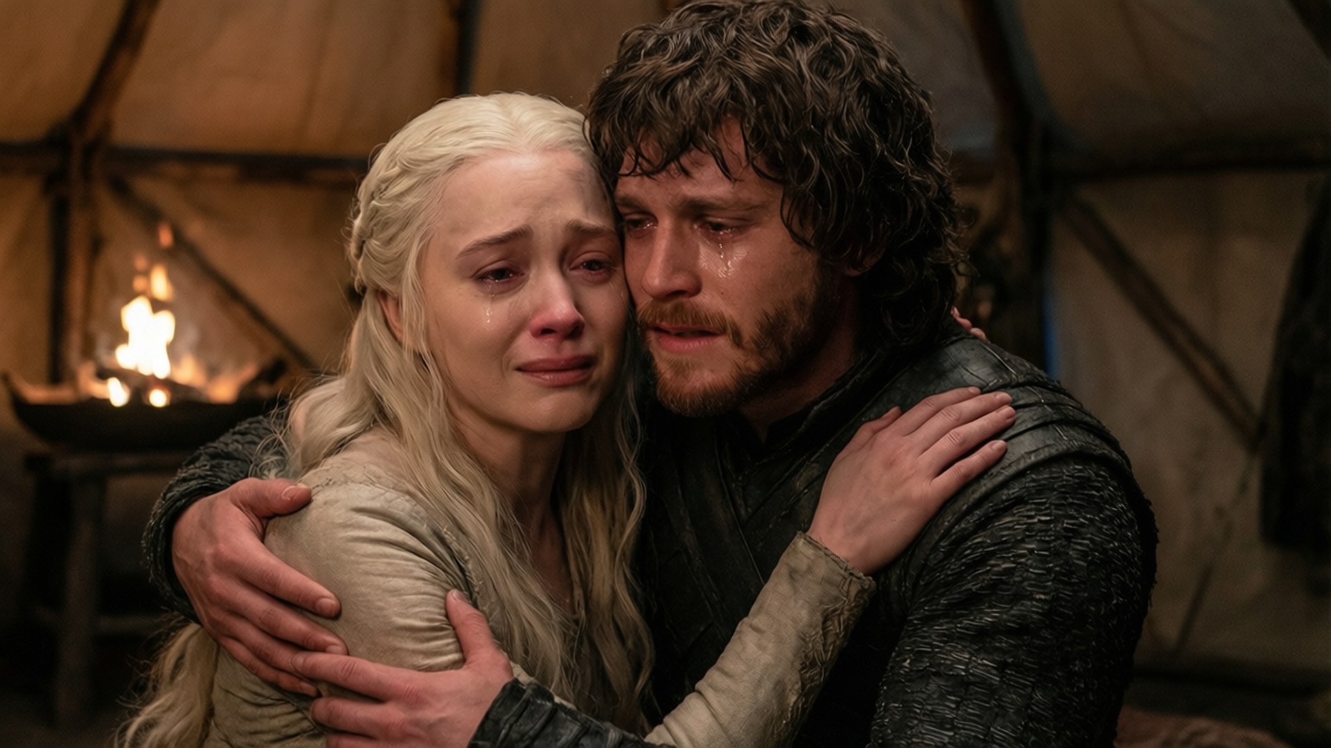 Jon en Daenerys Omhelsing Muurpapier