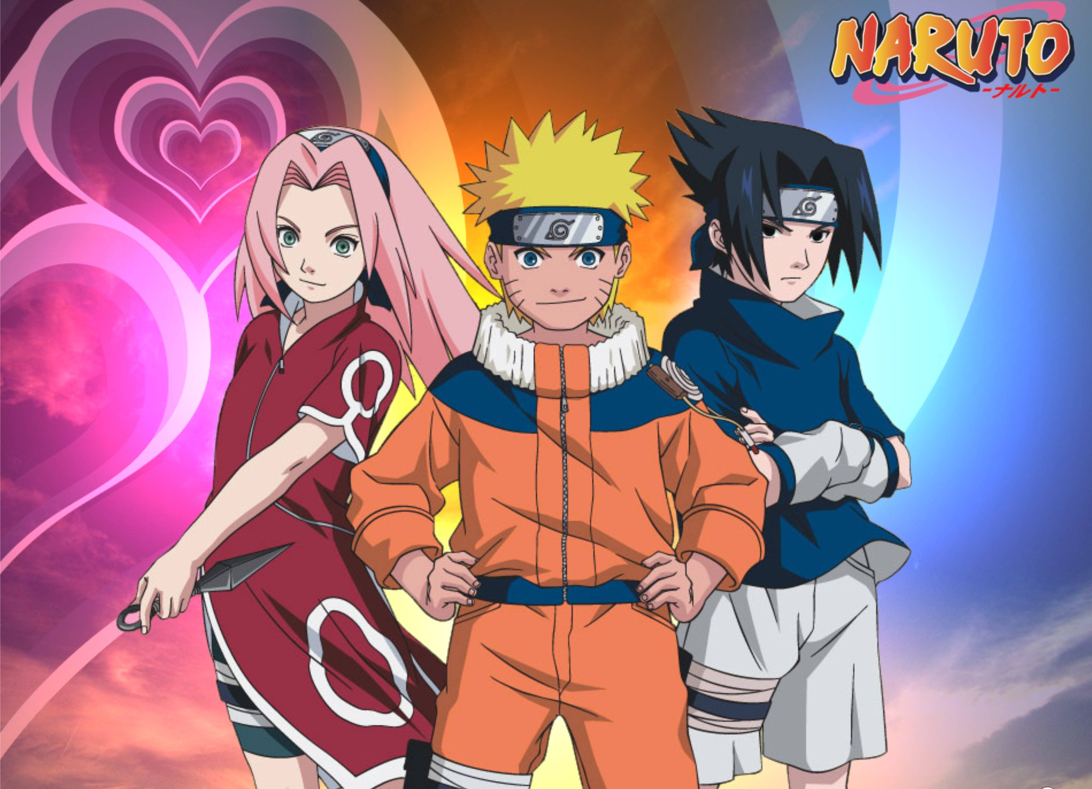 Jong Naruto, Sasuke En Sakura Plakkaat Muurpapier