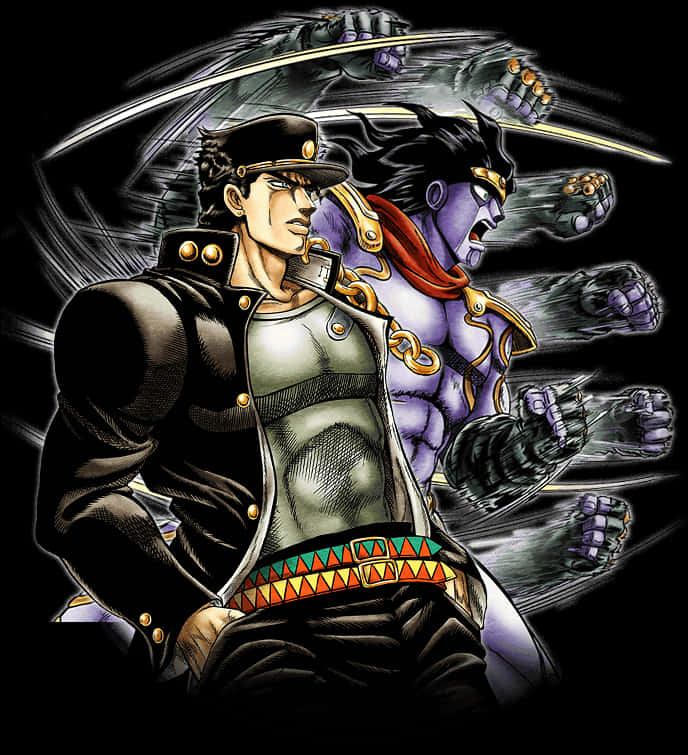 Jotaro en Stand Illustrasie Muurpapier