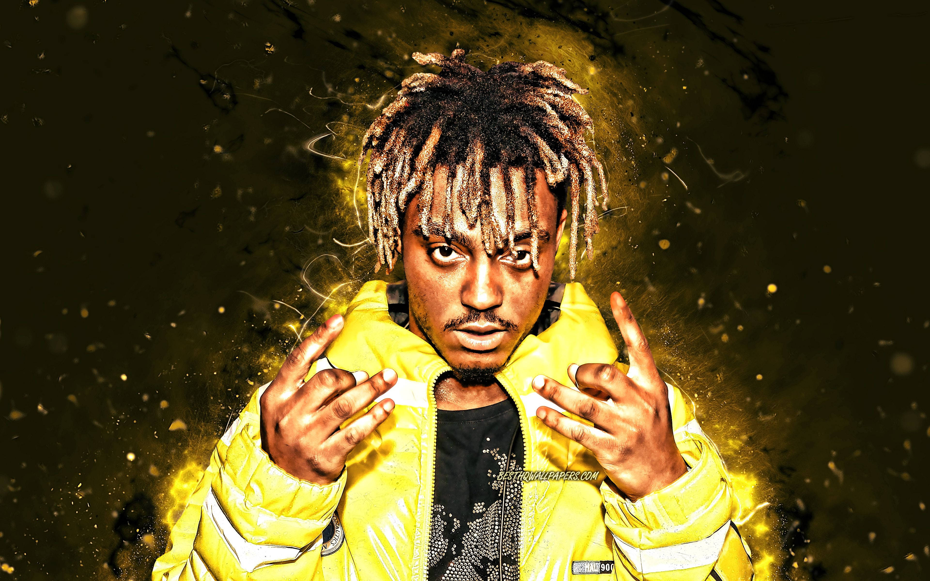 Juice Wrld Geel Aanhangergeredigeerde 4K Muurpapier
