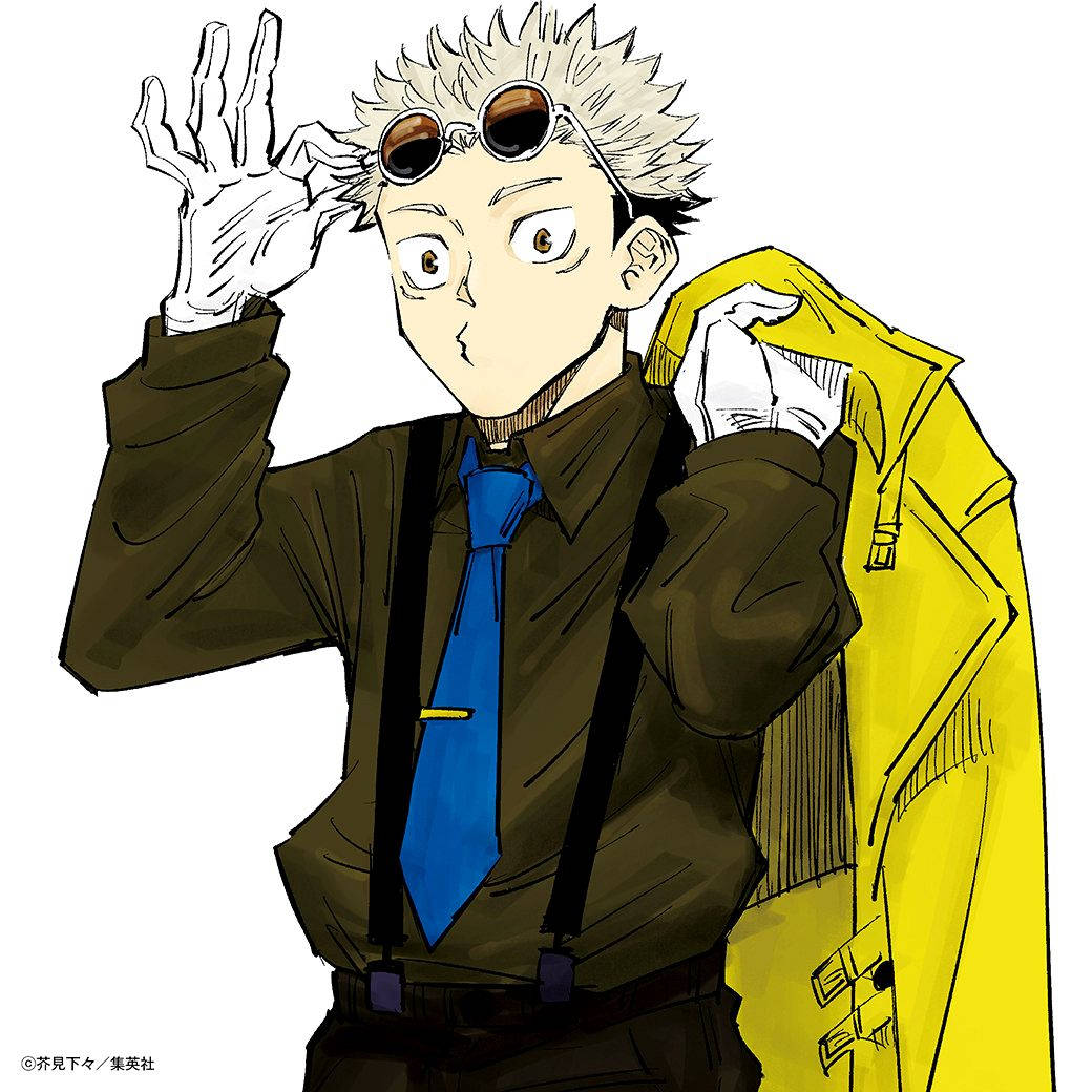 Jujutsu Kaisen Yuji Itadori met geel jas agtergrond — Jujutsu Kaisen Muurpapier