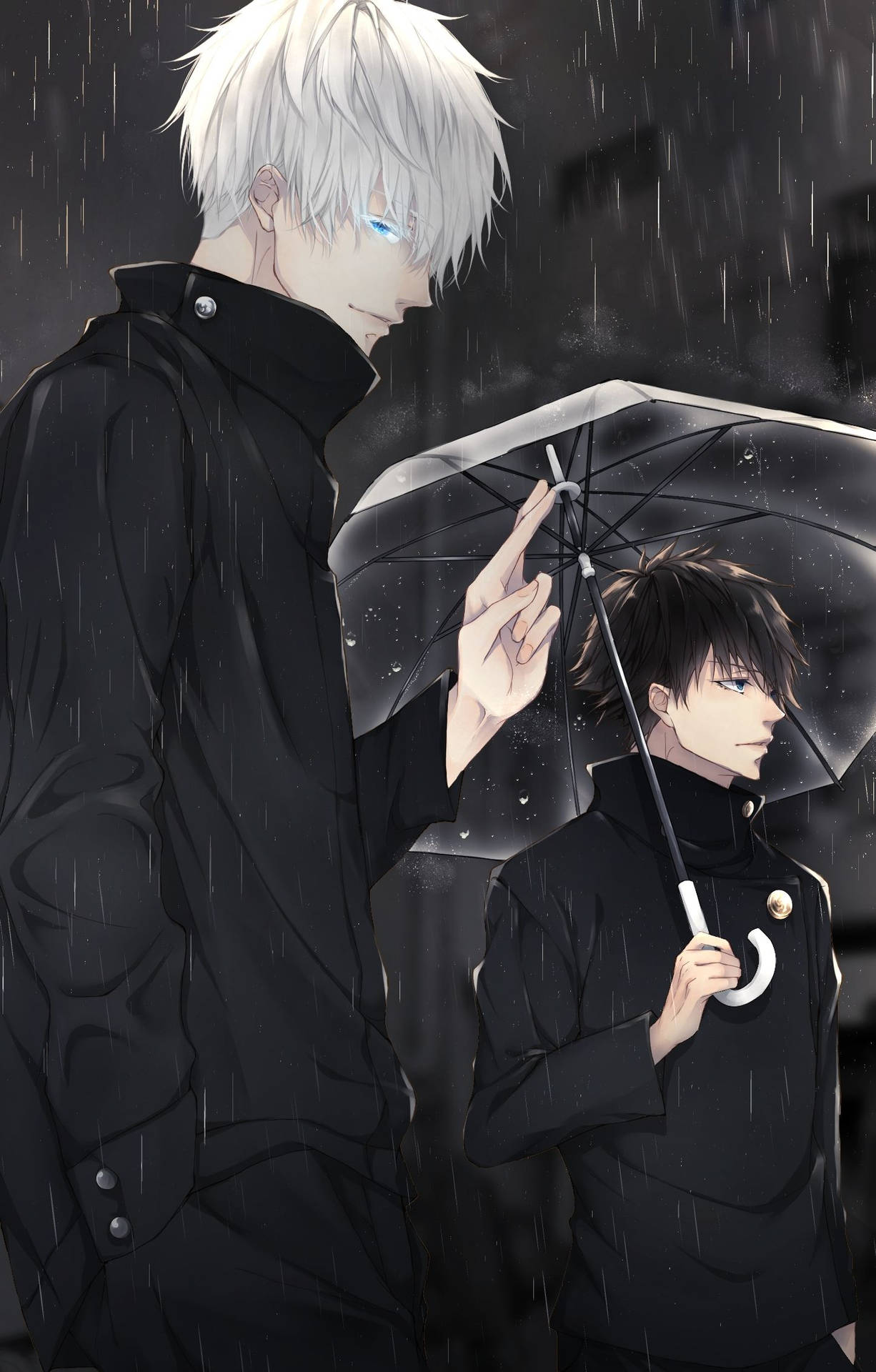 Donker Gojo en Megumi Jujutsu Kaisen anime agtergrond — Jujutsu Kaisen Muurpapier