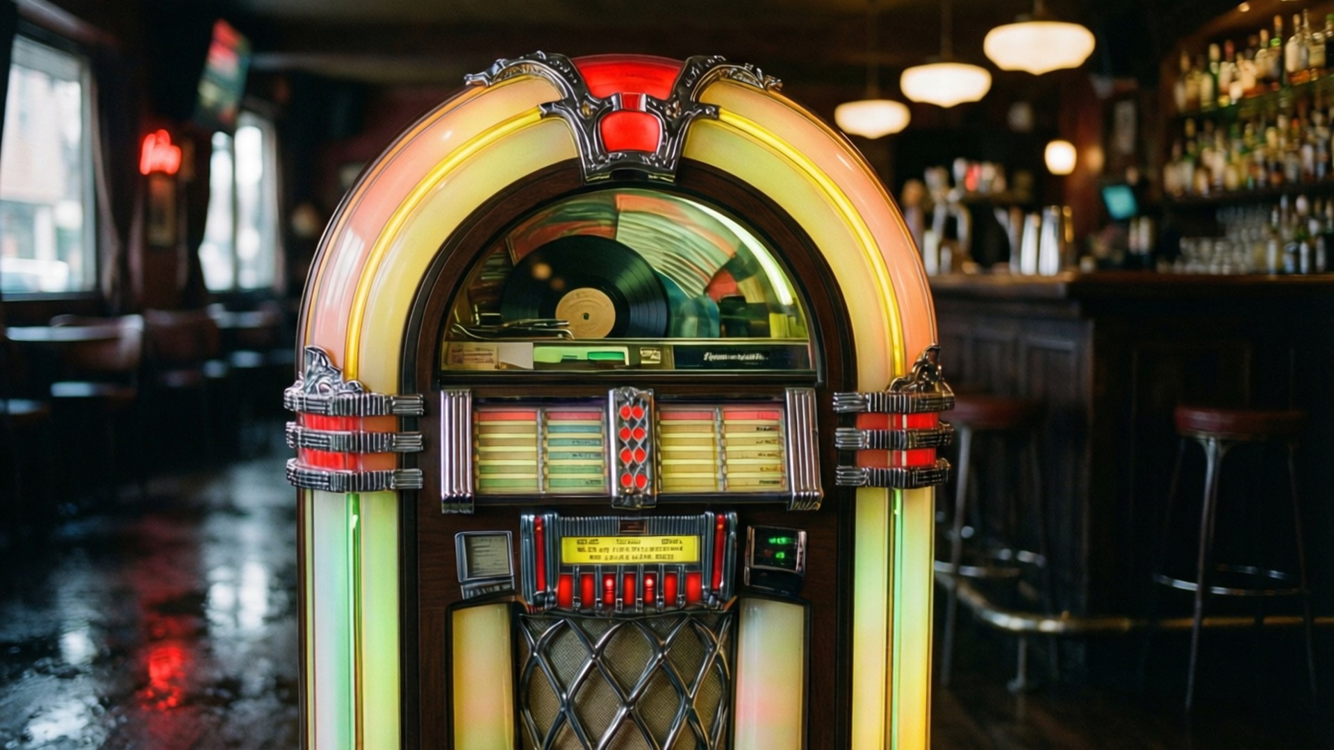 Jukebox-ligte Muurpapier