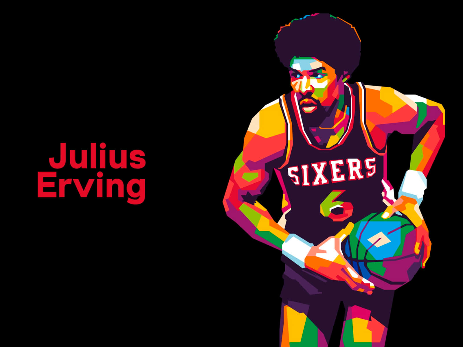 Julius Erving Geredigeerde Plakkaat Muurpapier