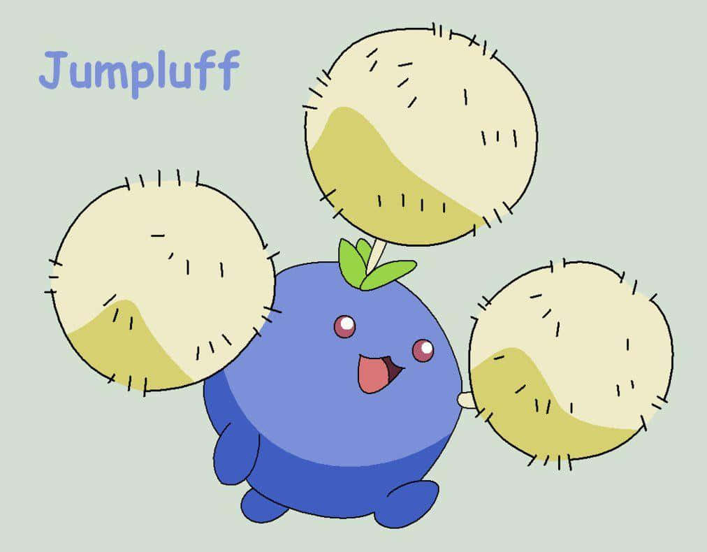 Jumpluff Met Naam Muurpapier