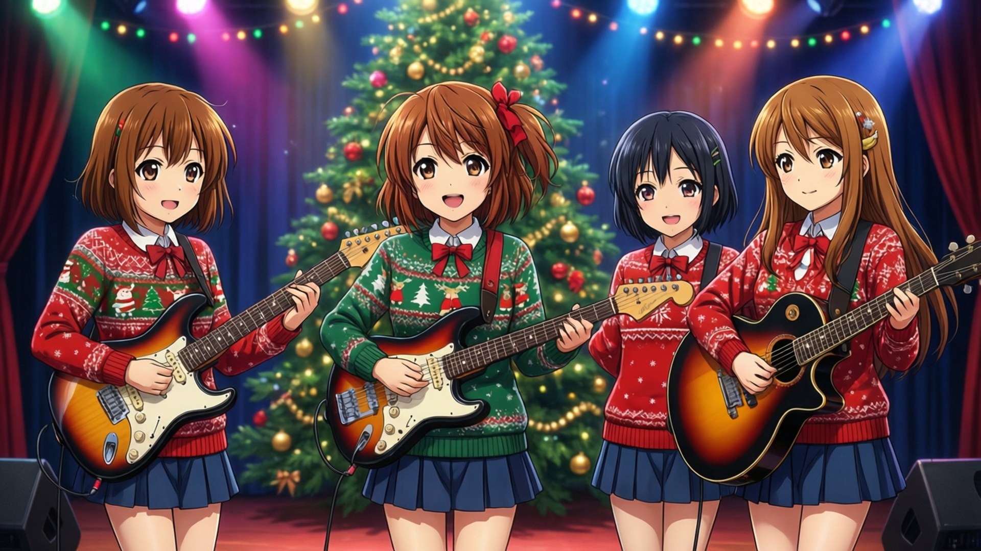 K-On! Kersfeeskonsert Muurpapier