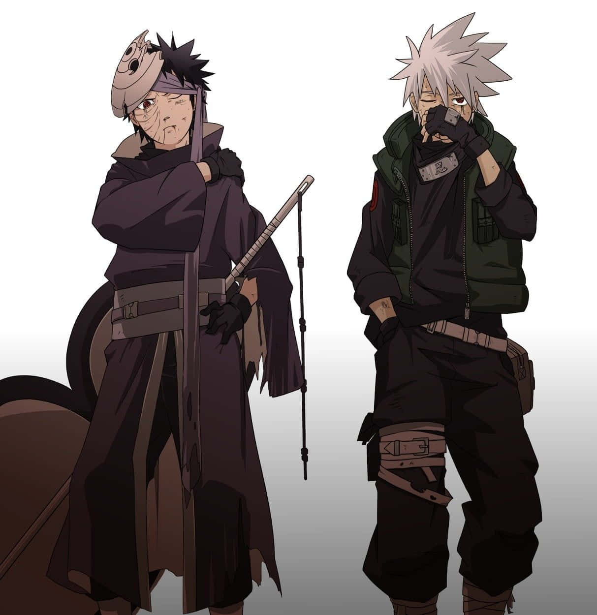 Kakashi en Obito Ninjas Muurpapier