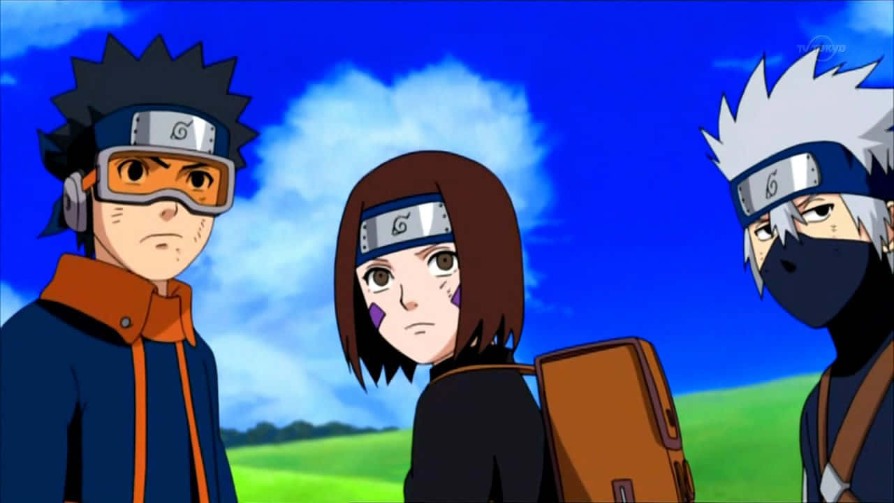 Kakashi, Rin en Obito Muurpapier