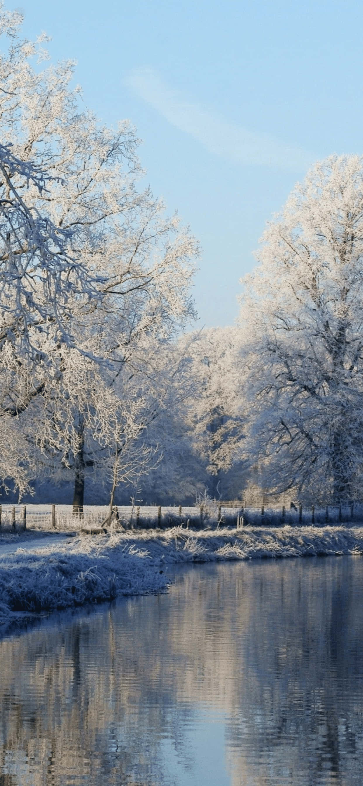 Kalm Rivier iPhone XS Max Winter-agtergrond Muurpapier