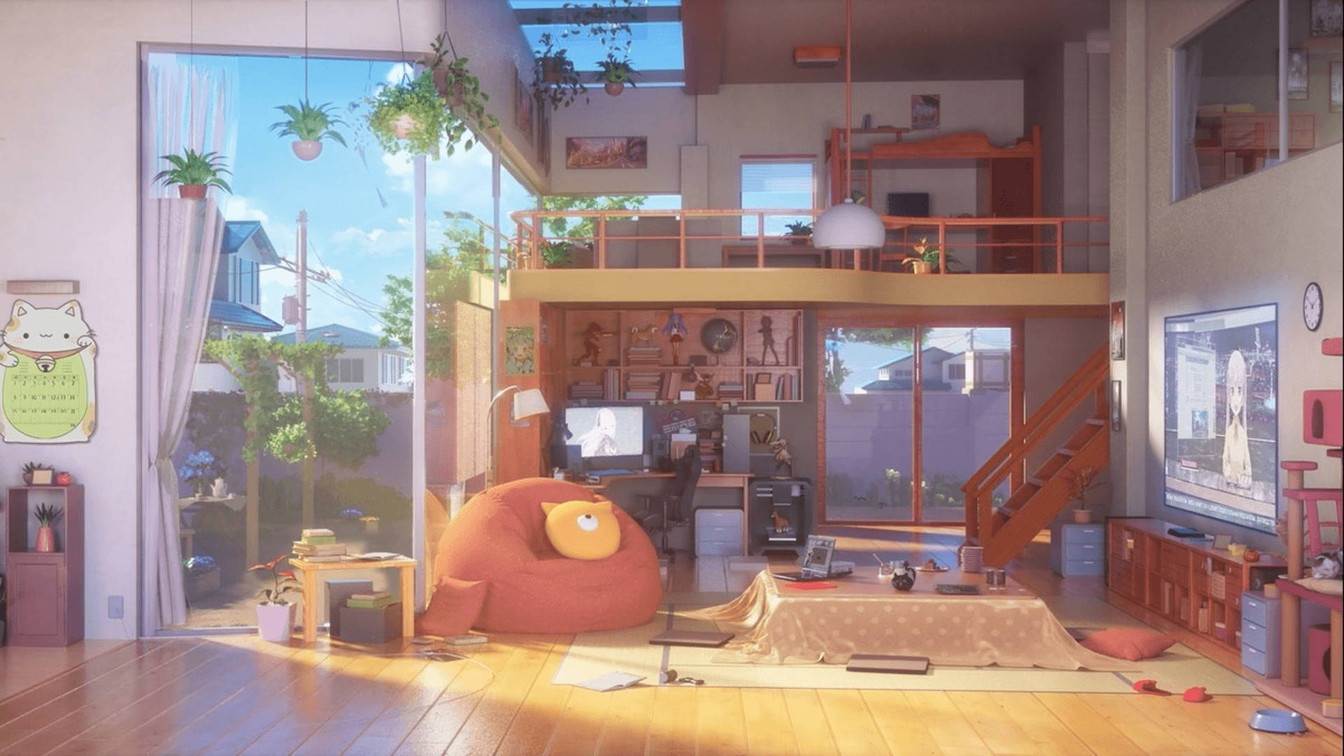 Kamer Met Mezzanine Muurpapier