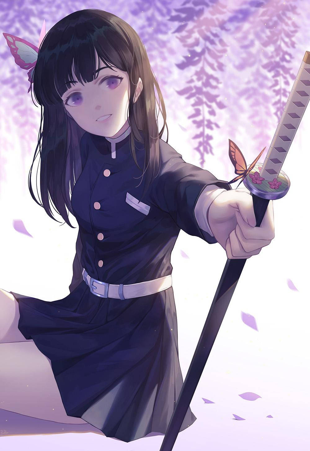 Kanao Tsuyuri Kort Hare Af Muurpapier