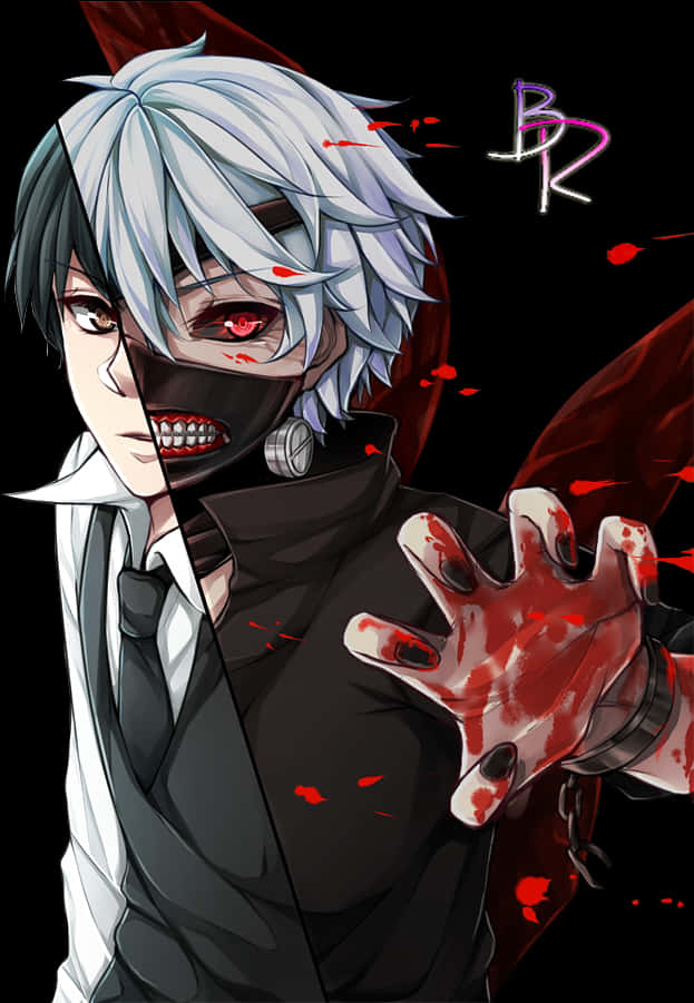 Kaneki Ken Getransformeerde Anime Kuns Muurpapier
