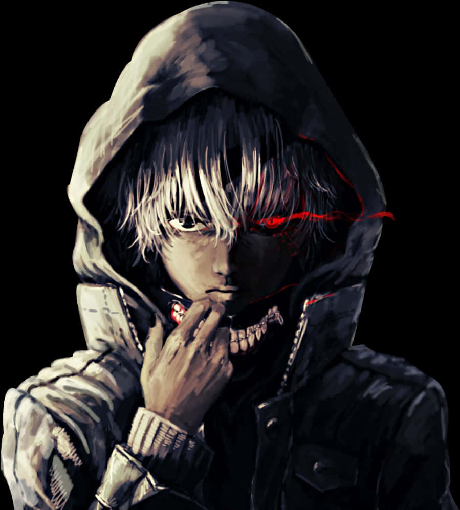 Kaneki Ken met Kappie Ghoul Kuns Muurpapier