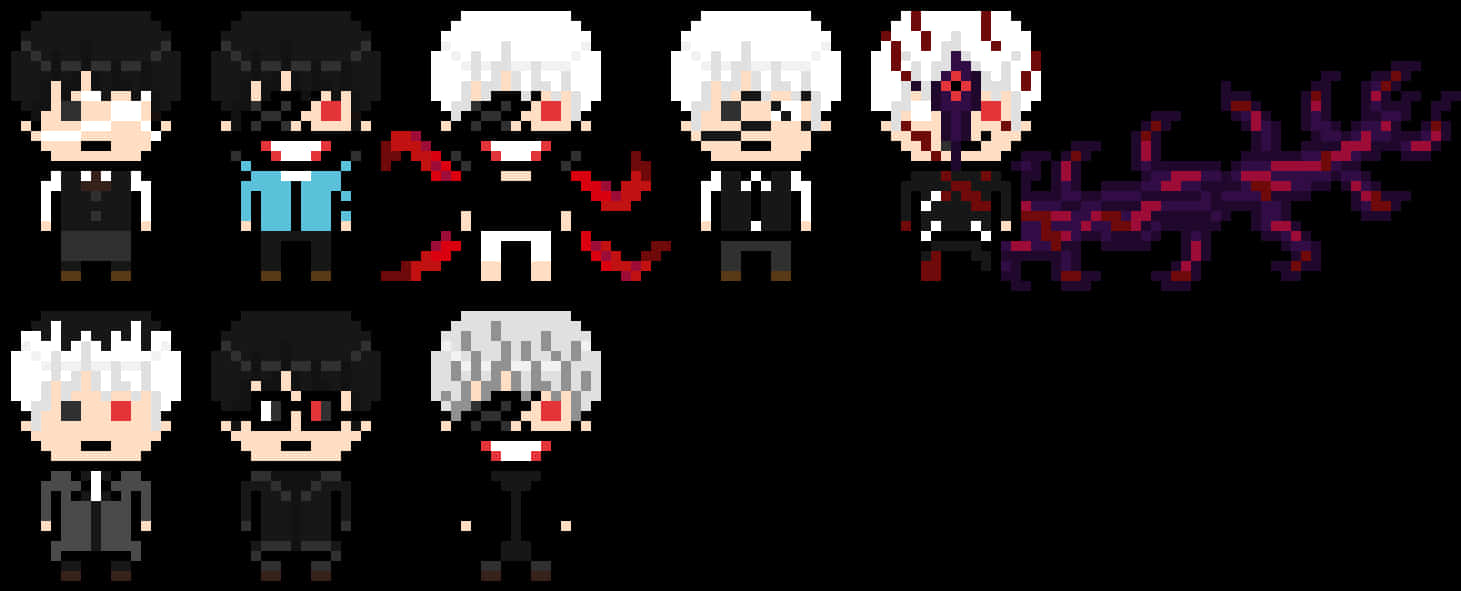 Kaneki Ken-transformasie Pixelskildery Muurpapier