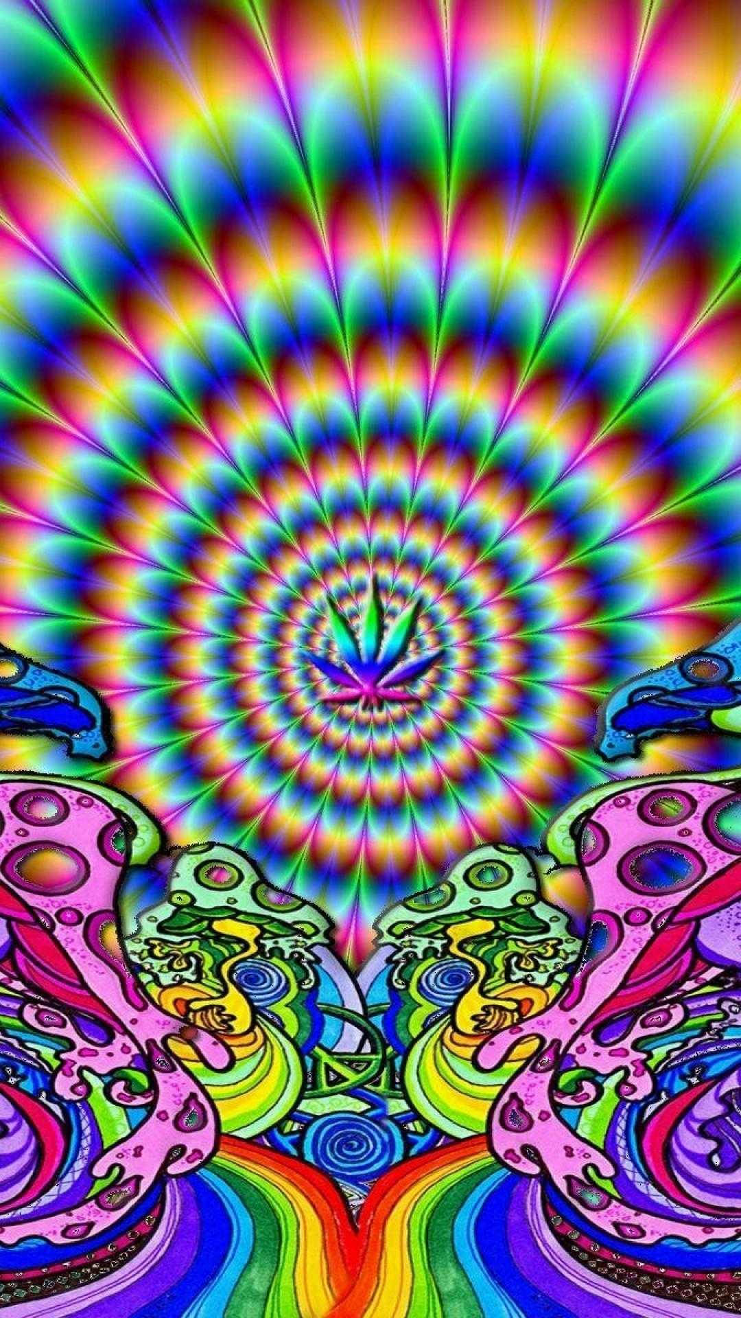 Kannabis Kaleidoskoop Trippy Estetika Muurpapier