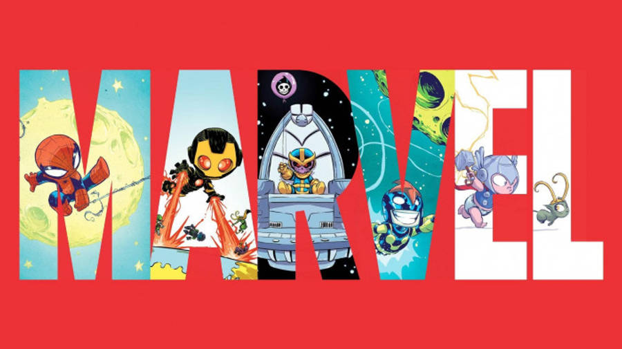 Karakters in Letters wat Marvel-estetika Uitspel Muurpapier