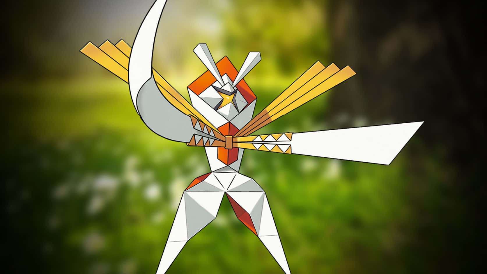 Kartana Pokemon Met Natuur Agtergrond Muurpapier