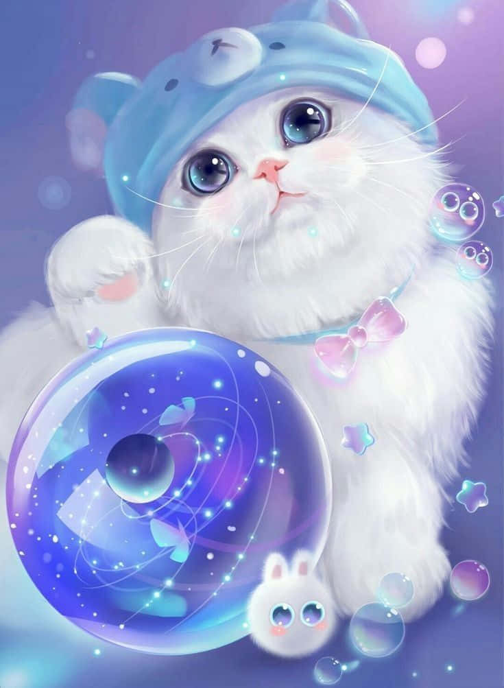 Kat Anime - Speels en Vol Avontuur! Muurpapier