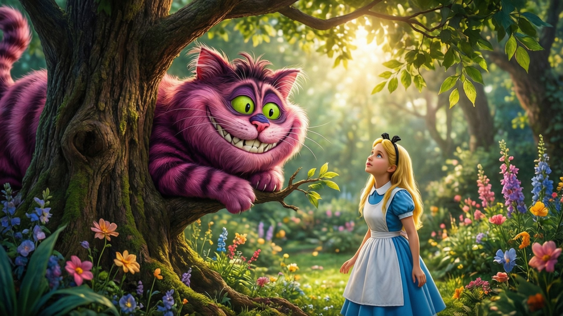 Kat en Alice Muurpapier