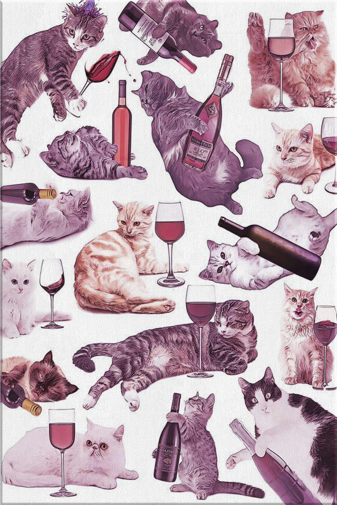 Kat en Wyn Patroon Muurpapier