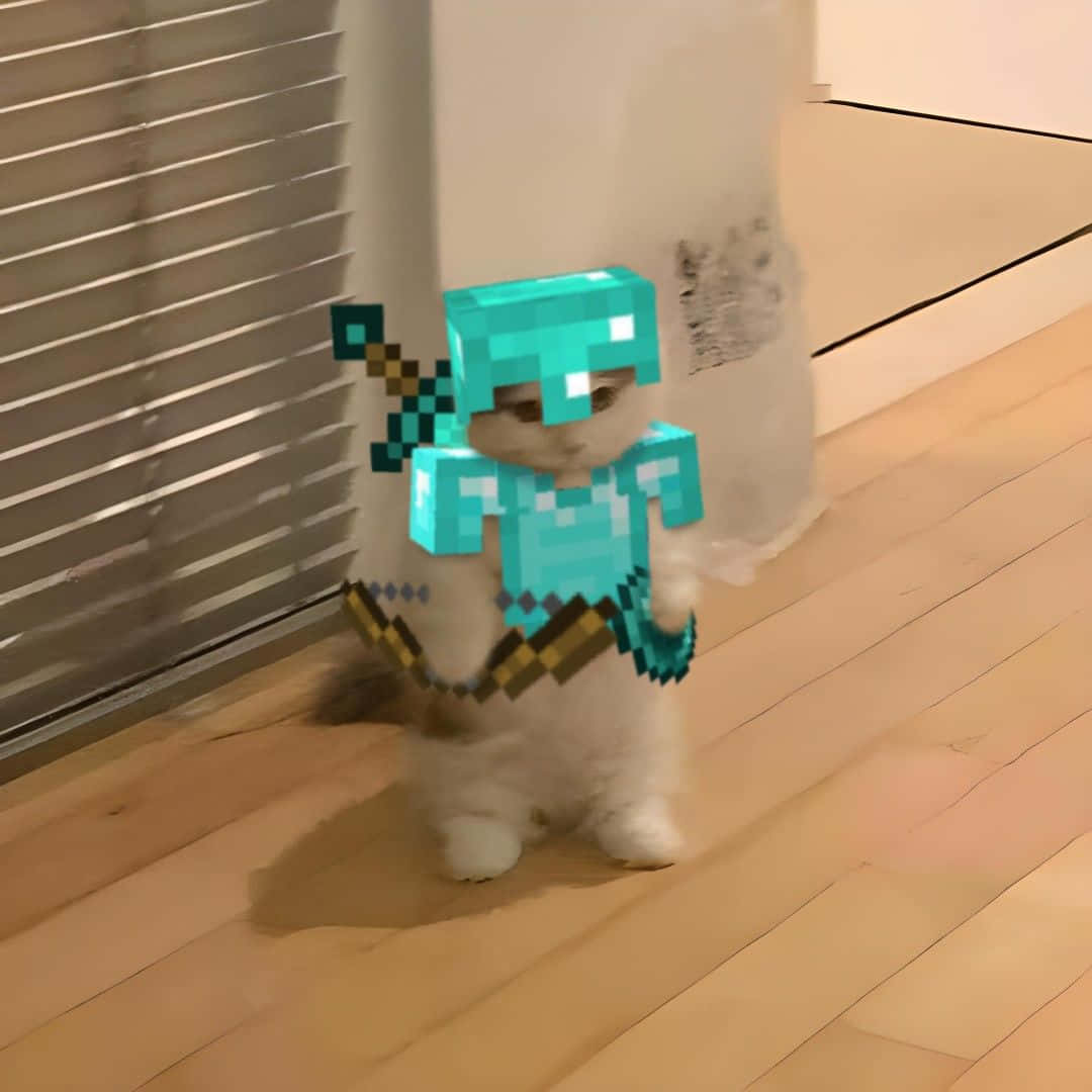 Kat in Diamantwapens Minecraft Profielfoto Muurpapier