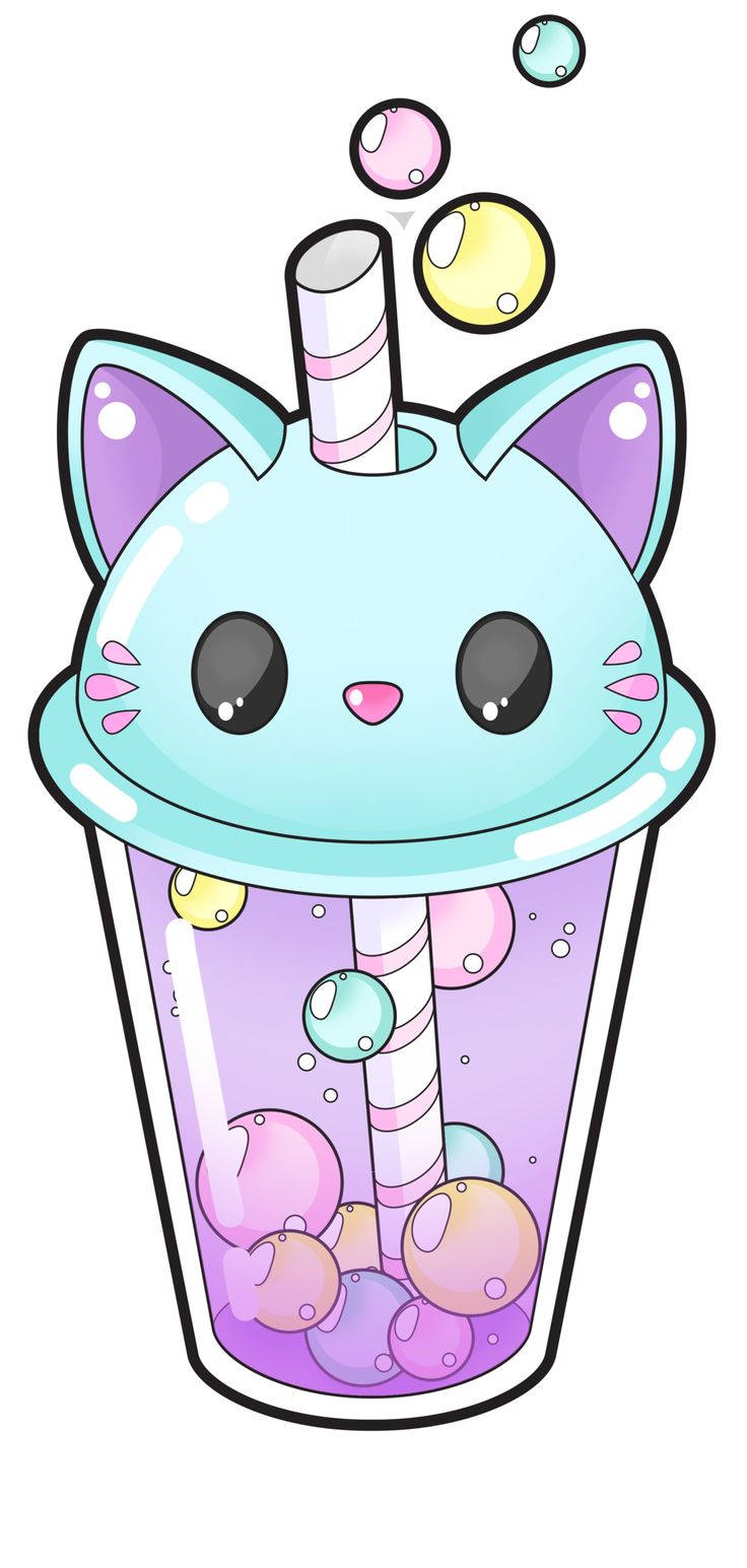 Kawaii kat borreltee agtergrond.