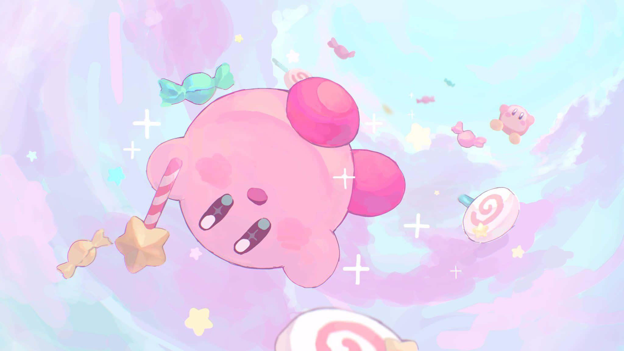 Kawaii Aestetiese Kirby Videospeletjie Muurpapier