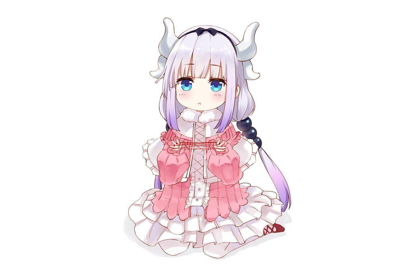 Kawaii Anime Kanna Kobayashi wat kniel Muurpapier